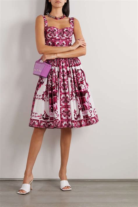 DOLCE & GABBANA Pleated printed cotton.